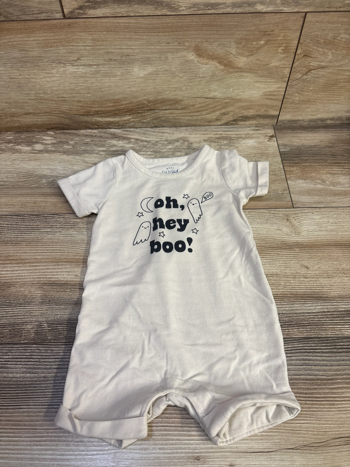 Cat & Jack 'Oh, Hey Boo!' Shortie Romper Ivory sz 3-6m
