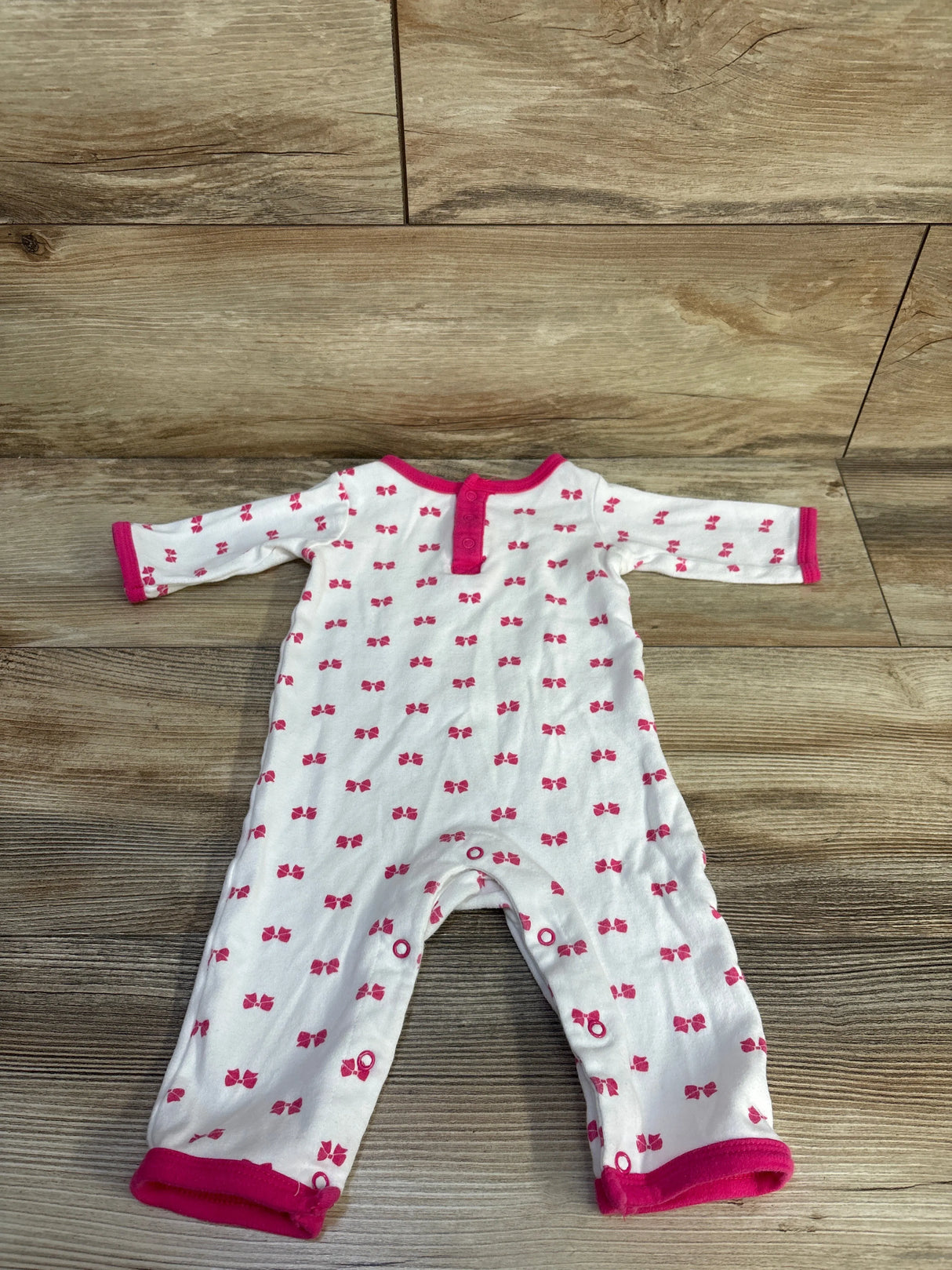 Hudson Baby Henley Bow Print Coverall White sz 3-6m