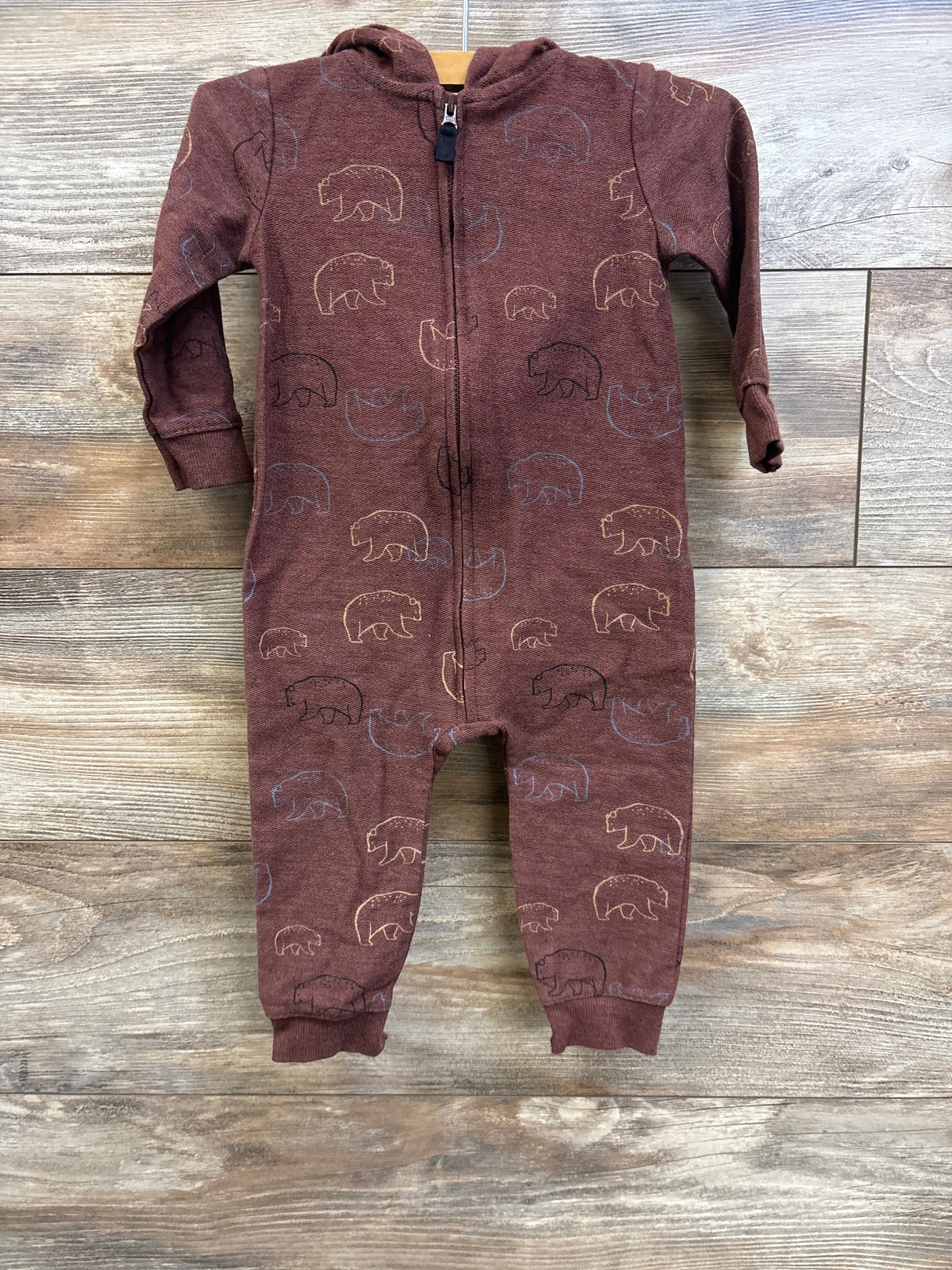 Carter's Full Zip Hooded Coverall Brown sz 18m
