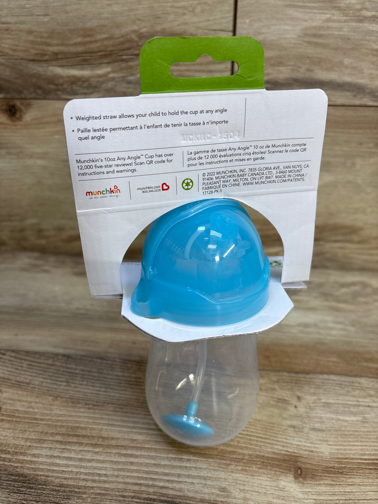 NEW Munchkin Any Angle Weighted Straw Cup Blue 10oz