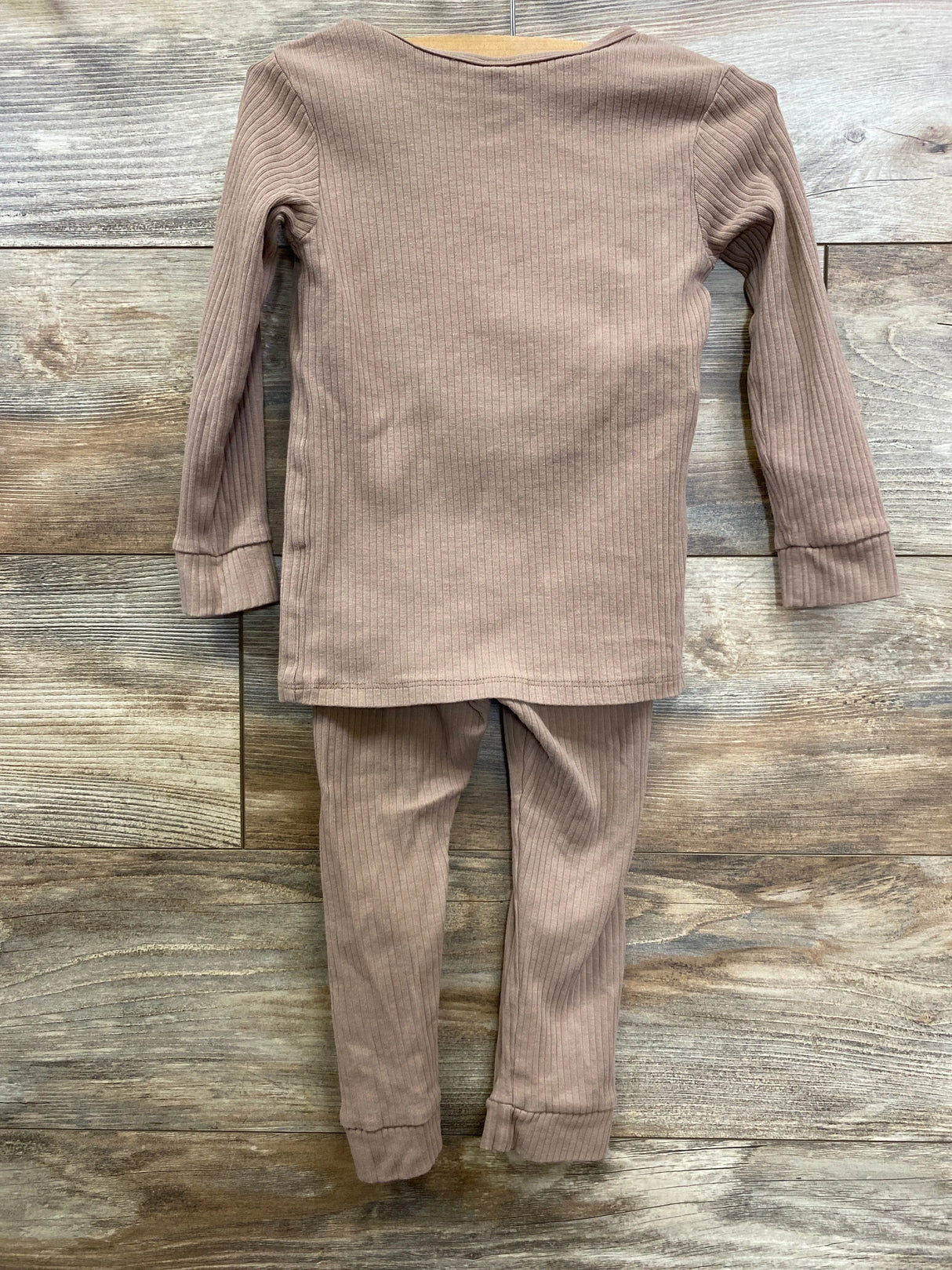H&M Ribbed 2pc Long Sleeve Shirt & Bottoms Set Beige sz 3T