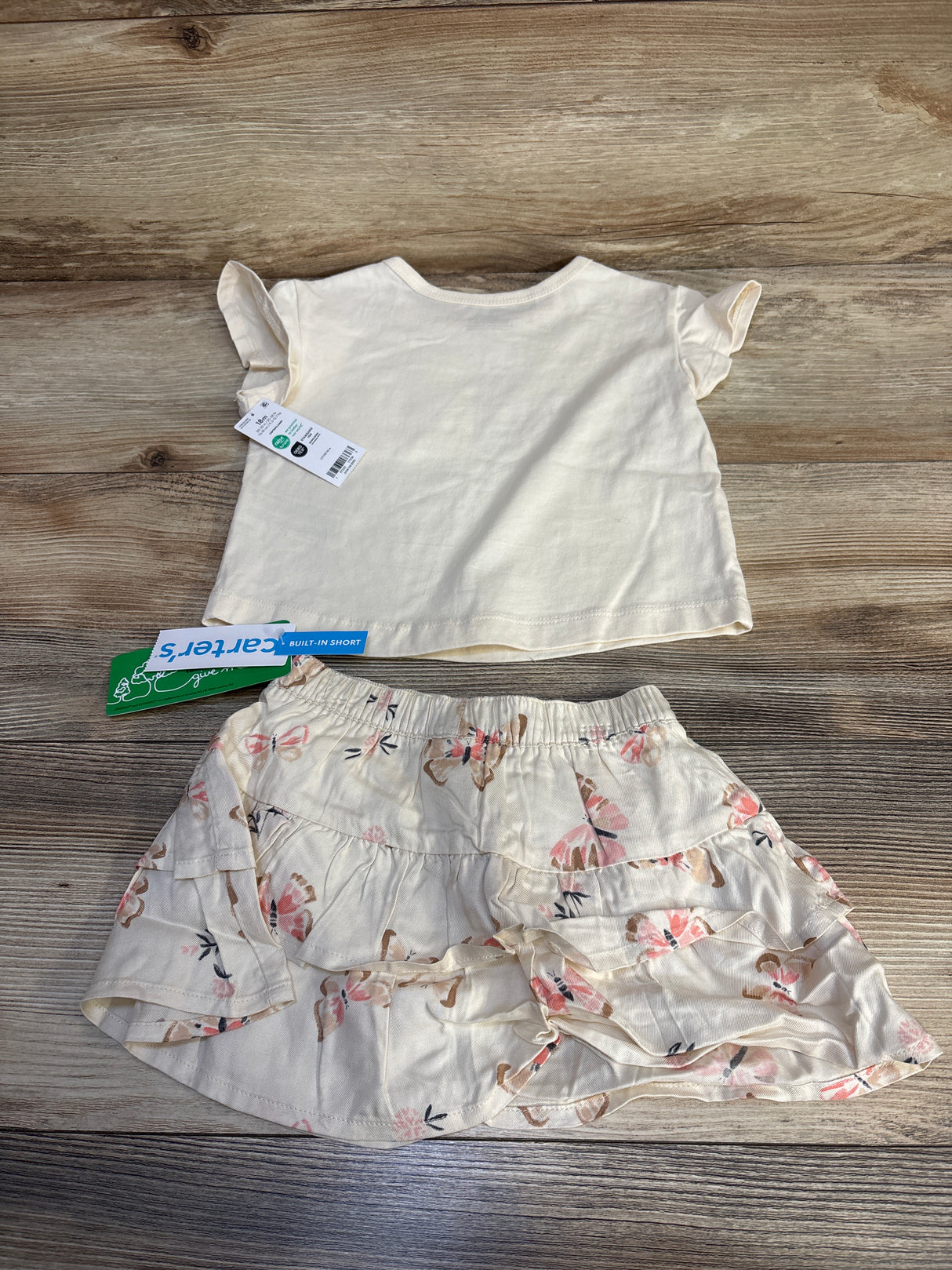 NEW Carter's 2pc Butterfly Shirt & Skort Ivory sz 18m