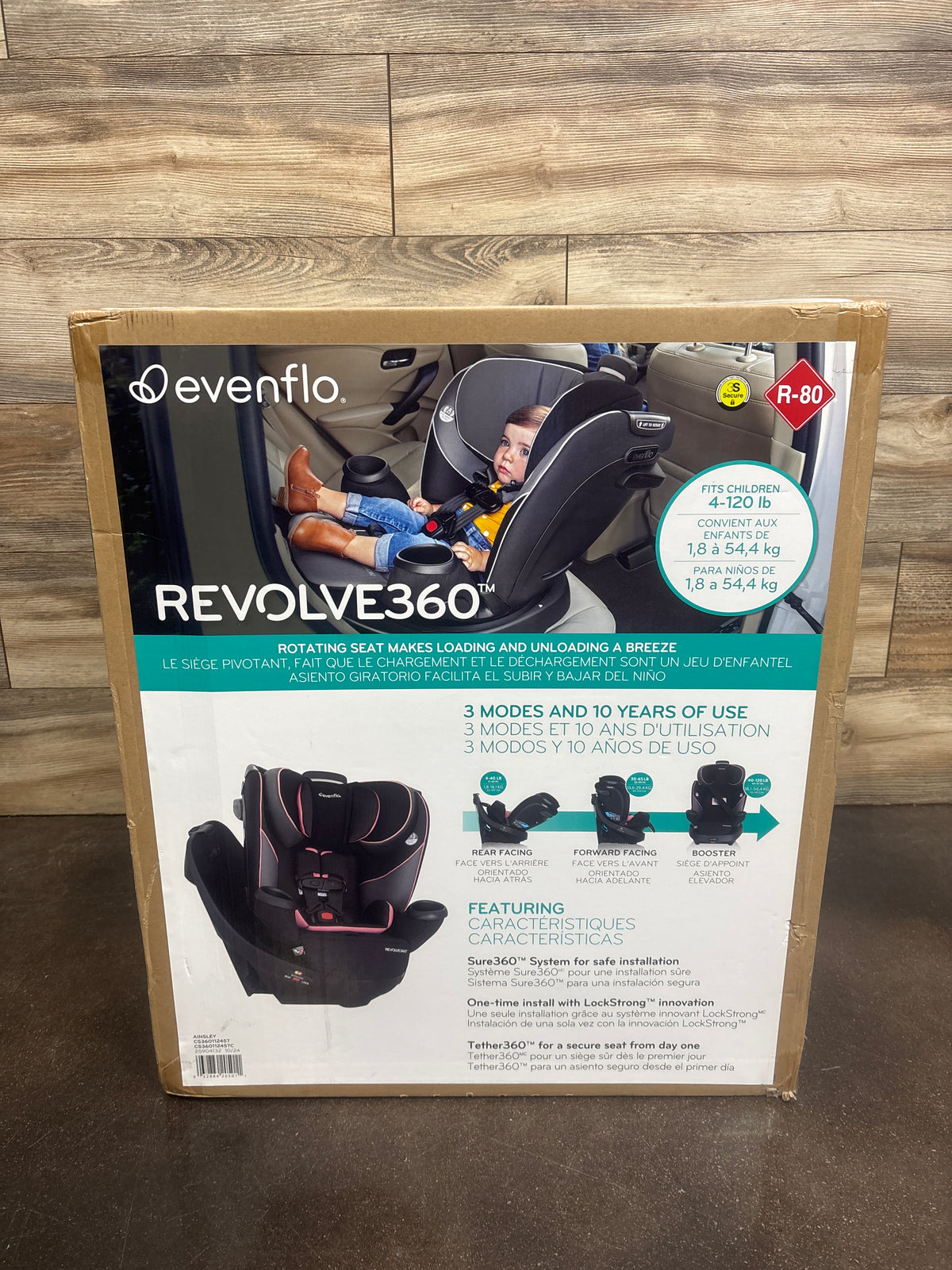 NEW Evenflo Revolve360 Rotating All-in-One Car Seat in Ainsley
