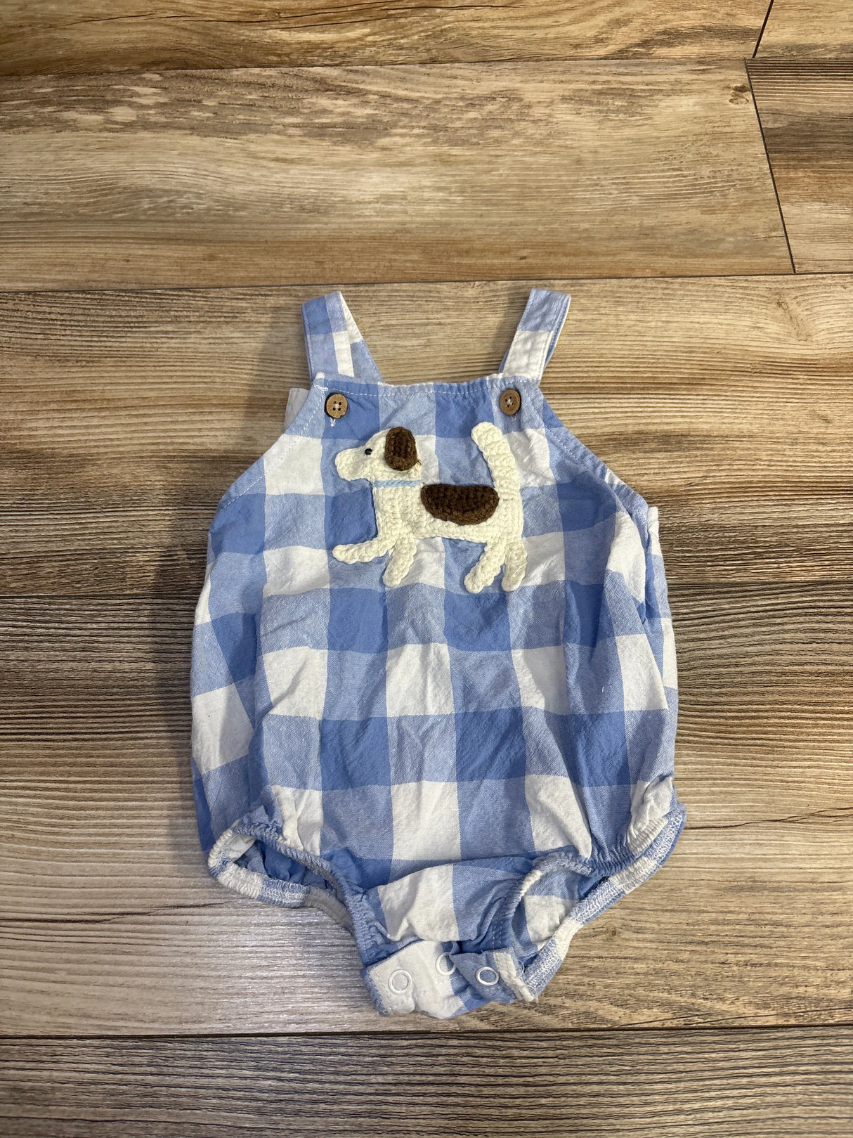 Mudpie Crochet Dog Bubble Romper Blue sz 6-9m