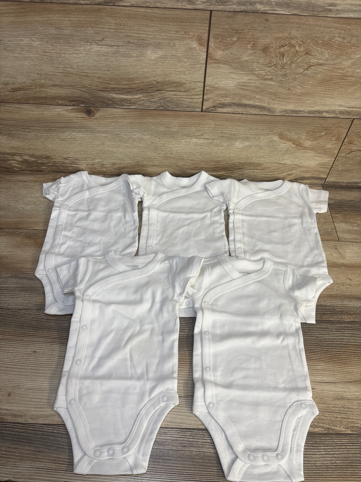 NWOT Simple Joys 5pk Kimono Bodysuits White sz 0-3m