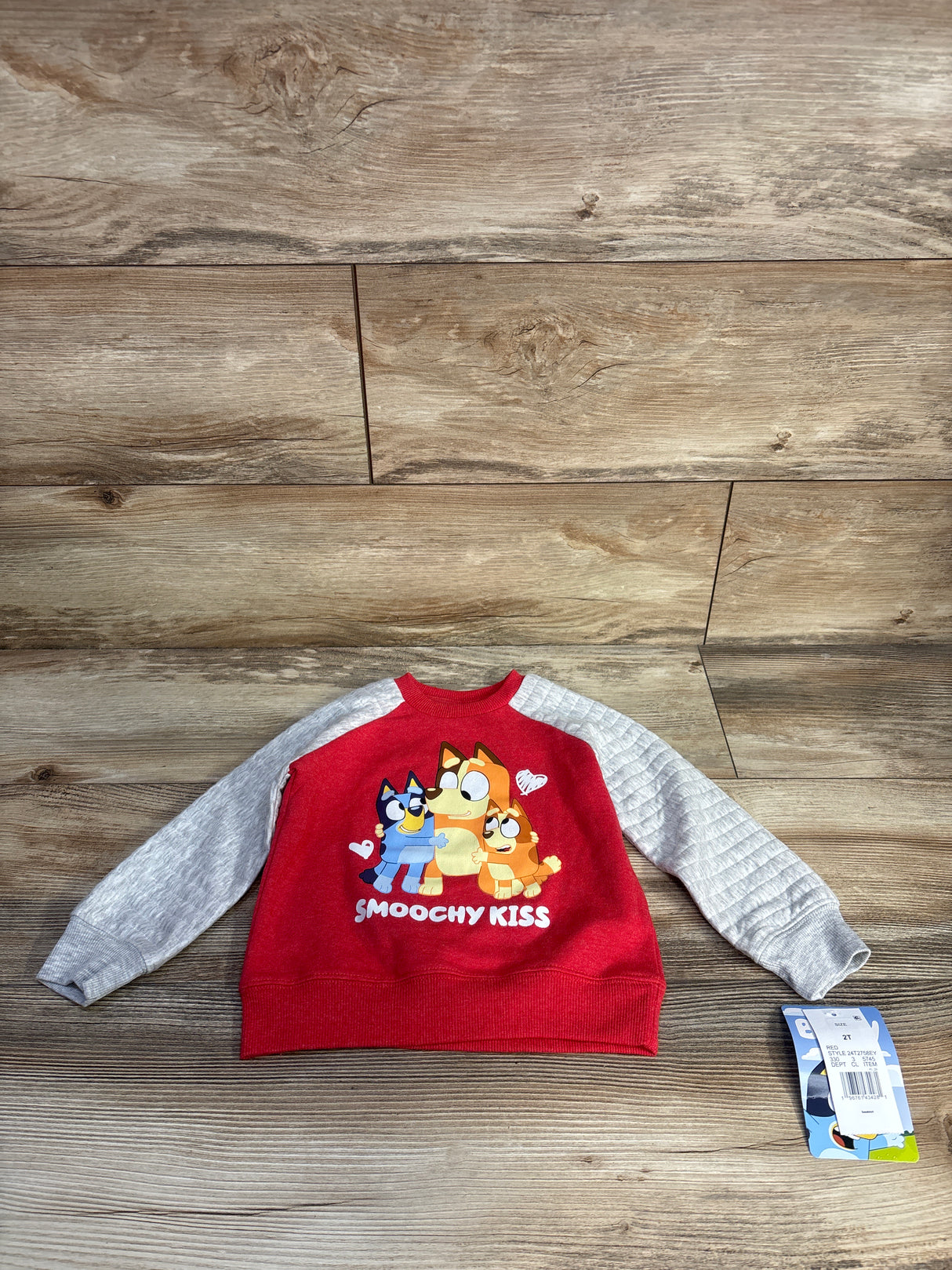 NEW Bluey Smoochy Kiss Pullover Sweatshirt Red sz 2T
