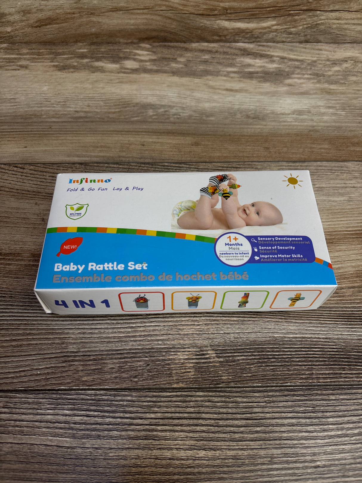 Infinno Baby Wrist Rattle Socks and Foot Finder Set 4pk