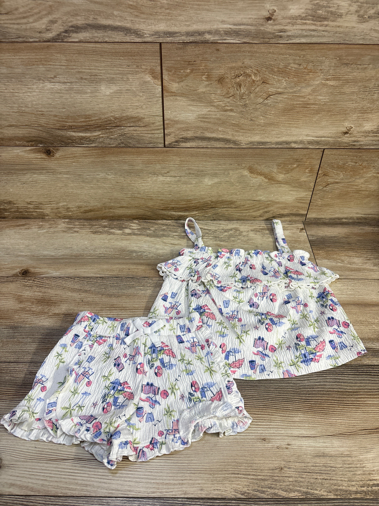 Tommy Bahama 2pc Crinkle Tank Top & Shorts Set White sz 4T
