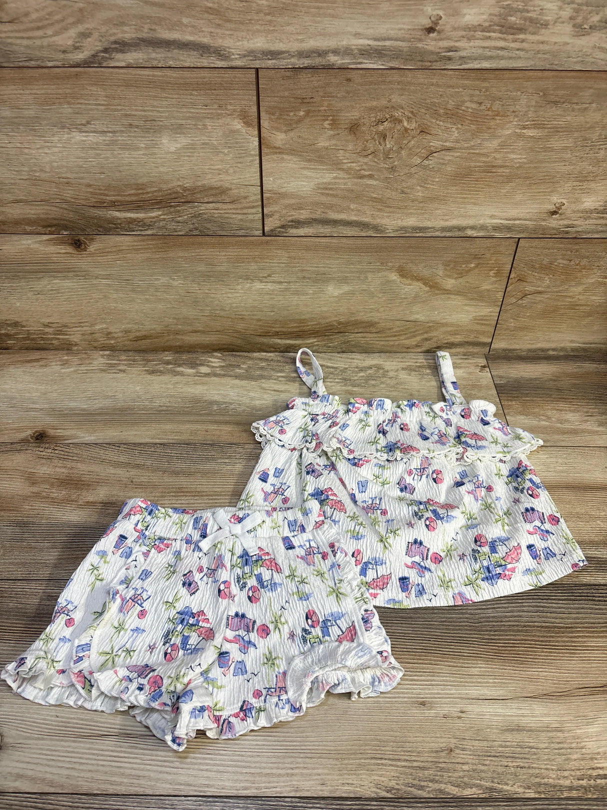 Tommy Bahama 2pc Crinkle Tank Top & Shorts Set White sz 4T