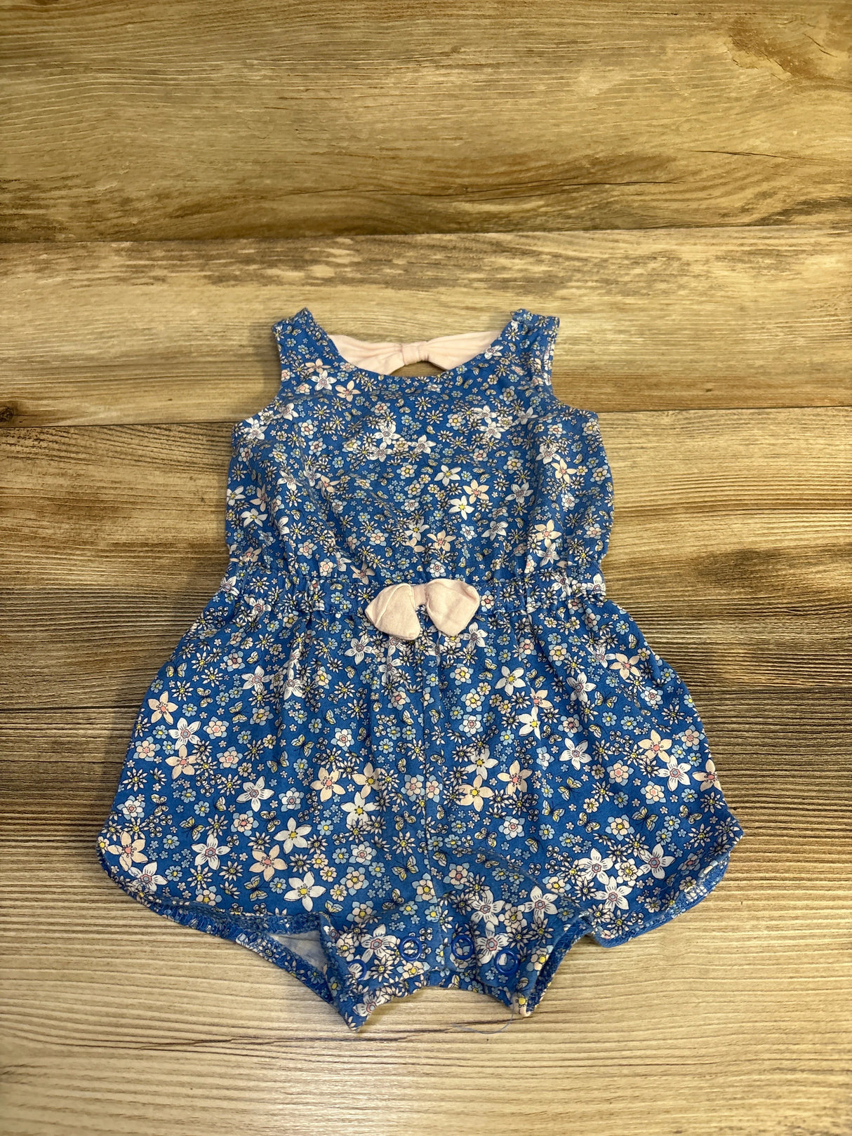 First Impressions Floral Shortie Romper Blue sz 6-9m