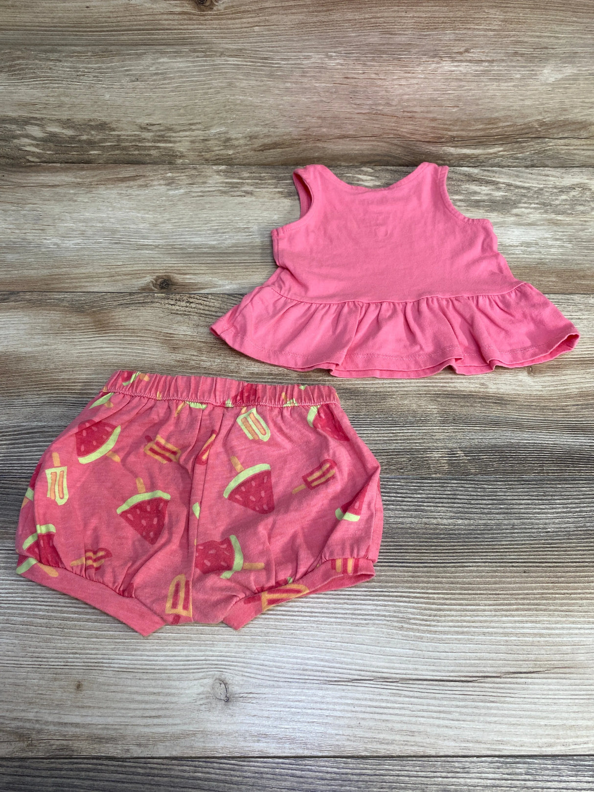 Okie Dokie 2pc Hey Summer Tank Top & Shorts Pink sz 6m - Me n Mommy To Be
