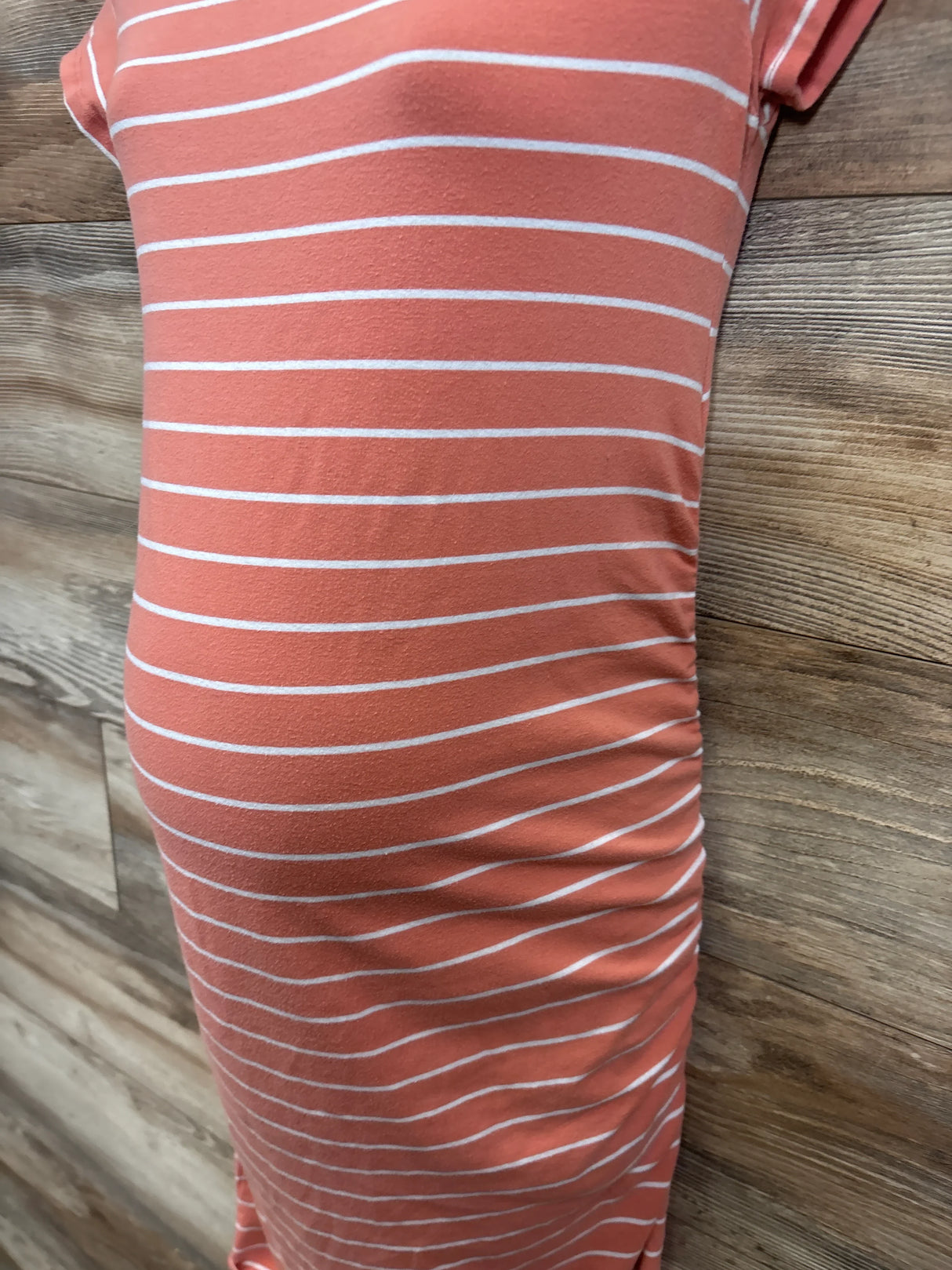 Isabel Maternity Striped Bodycon Dress Peach sz Medium