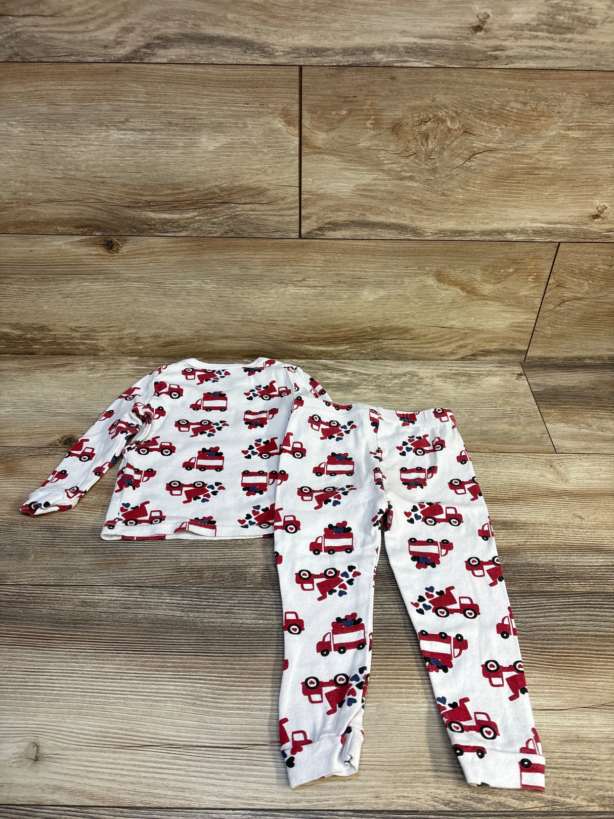Chick Pea 2pc Valentines Day Truck Pajama Set White sz 24m