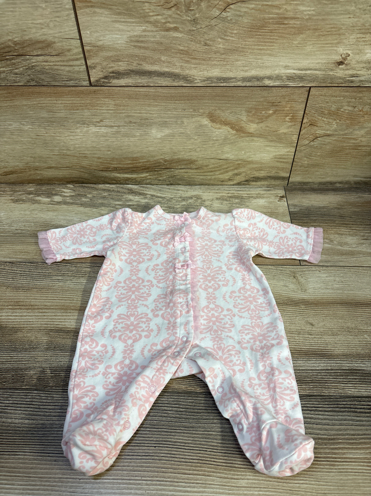Little Me Ruffle Snap Sleeper White sz Newborn