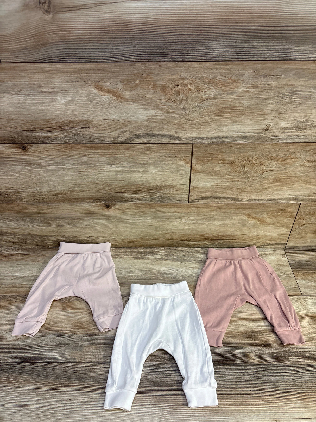 H&M Organic 3pk Floldover Waist Pull On Pants Pink sz 3m