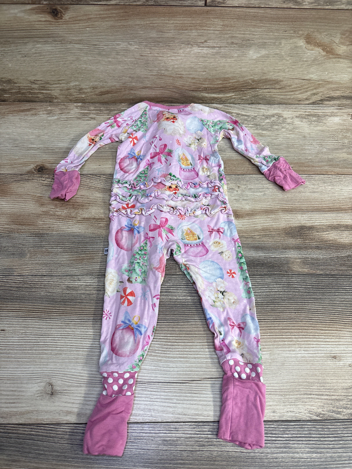 Bums & Roses Convertible Ruffle Romper in Merry Little Pinkmas sz 6-9m
