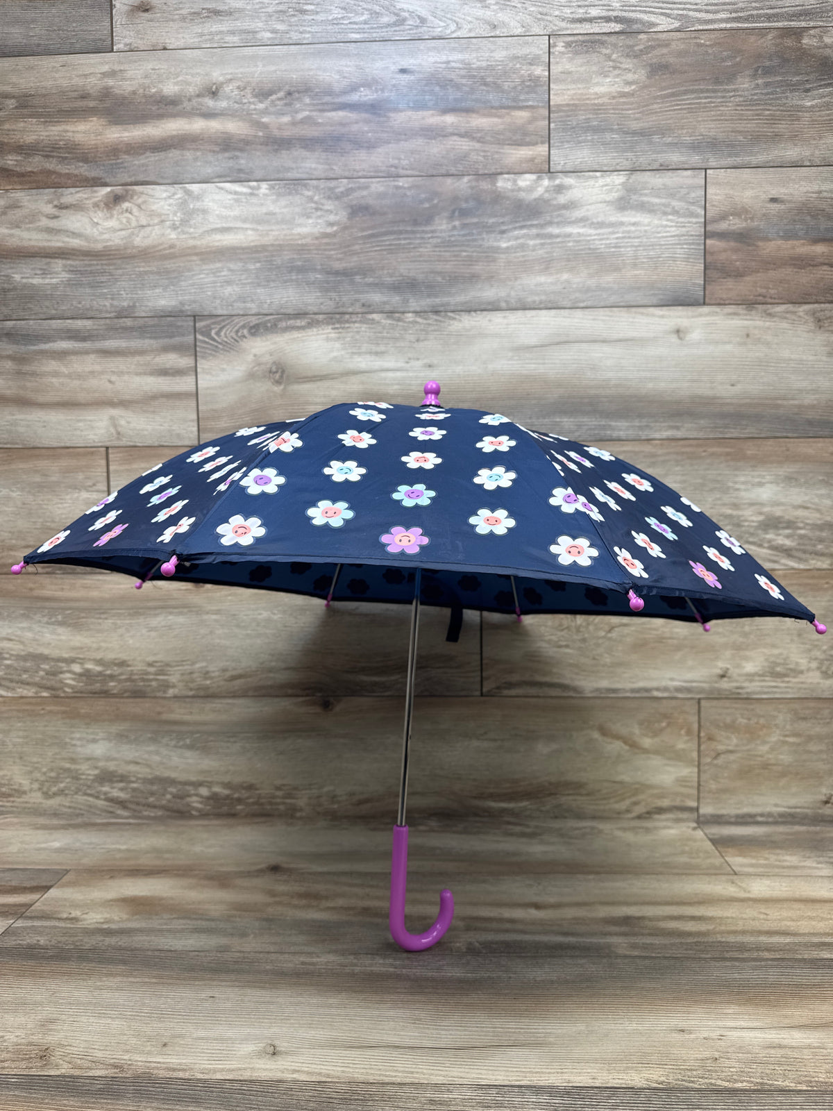 Cat & Jack Daisy Print Color Changing Stick Umbrella - Navy