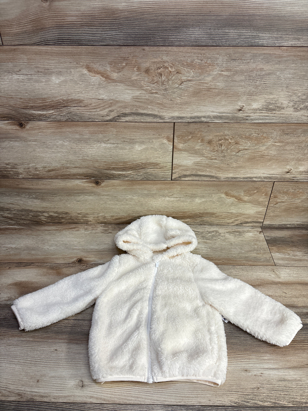 Old Navy Faux-Fur Critter Zip Hoodie Ivory sz 3T