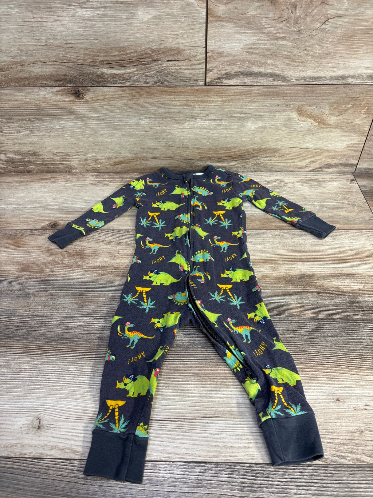 Old Navy Pirate Dinosaur Footless Sleeper Grey sz 12-18m