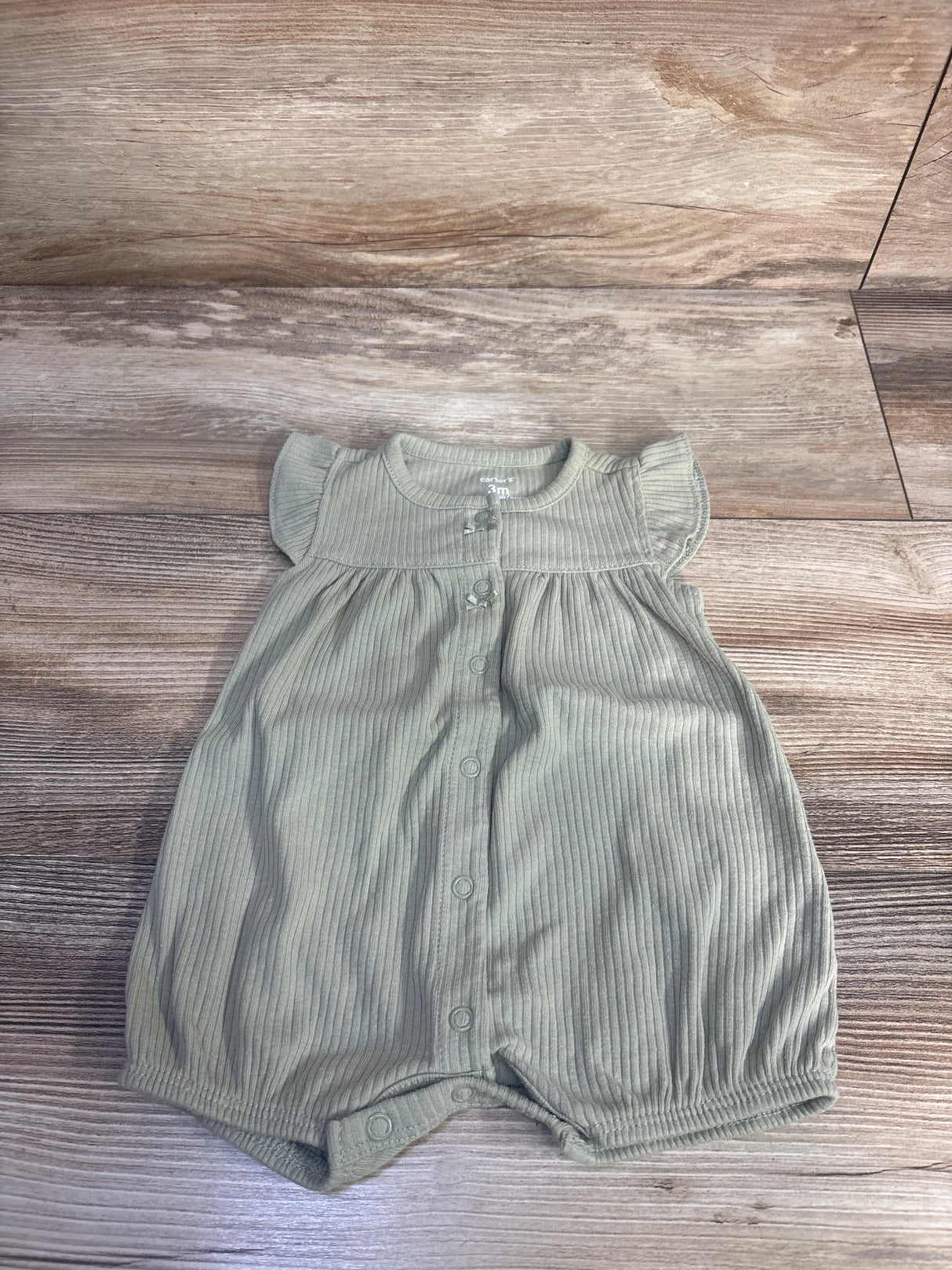 Carter's Ribbed Button-Front Shortie Romper Green sz 3m