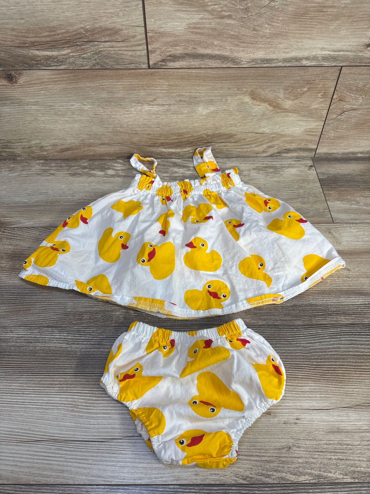 Duck Print 2pc Tank Top & Bloomers Set White sz 9-12m