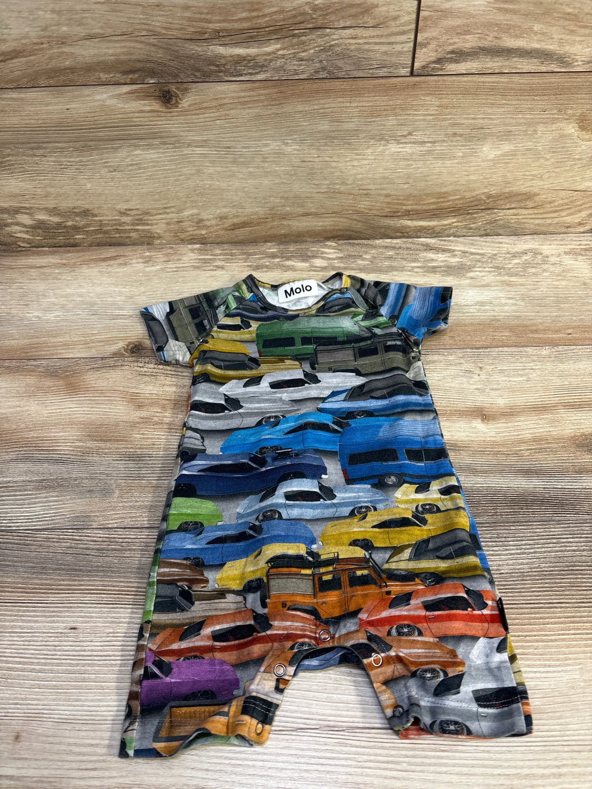 Molo Felton Cars Romper Grey sz 3-6m