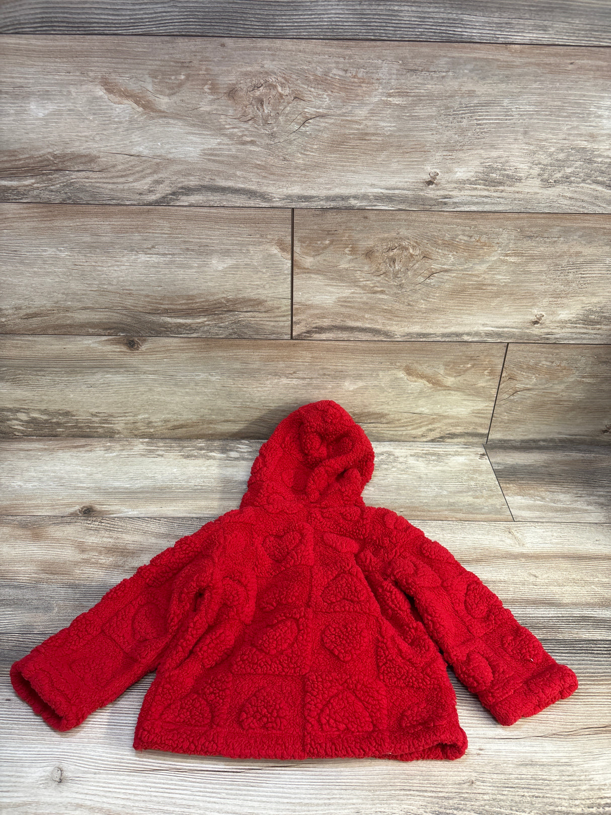 Shein Heart Sherpa Button-Up Jacket Red sz 12m