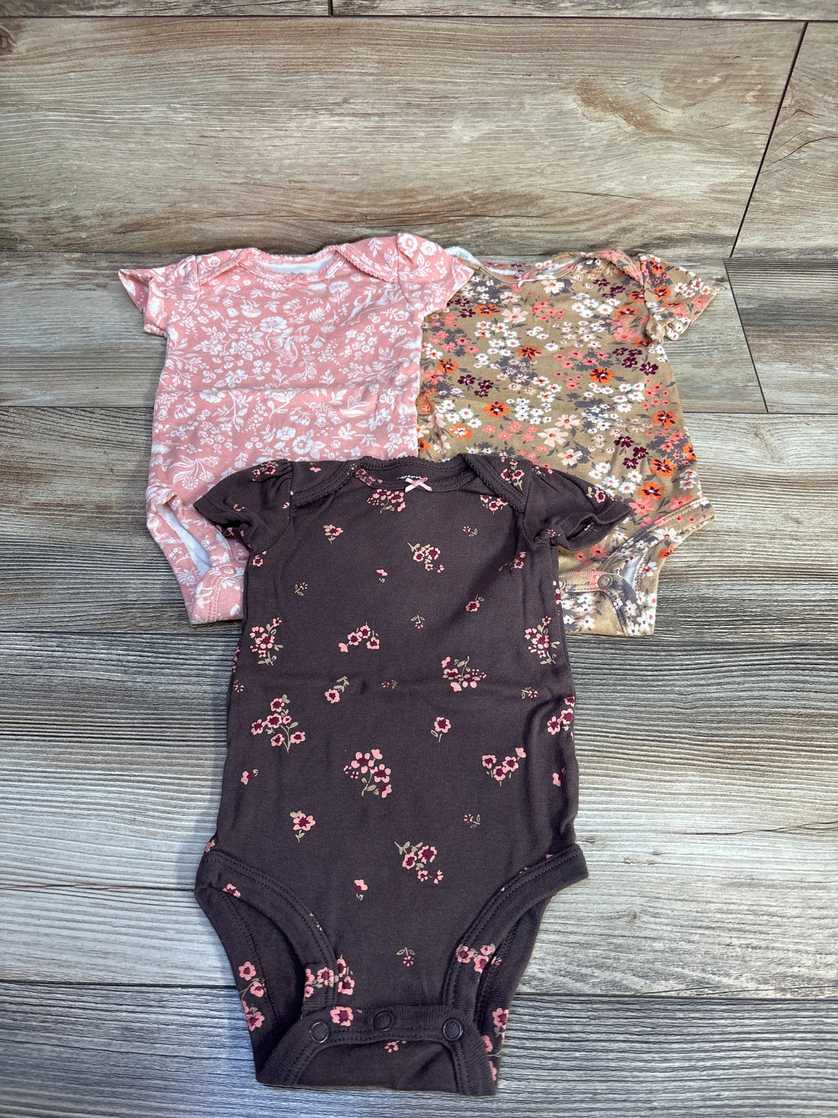 Carter's 3pk Floral Bodysuits Brown sz 6m