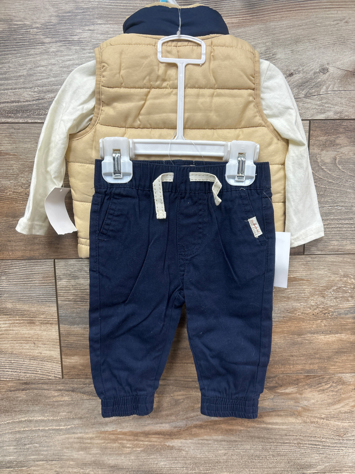 NEW Weatherproof Vintage 3pc Puffer Vest, Shirt, & Pants Set Navy sz 3/6m