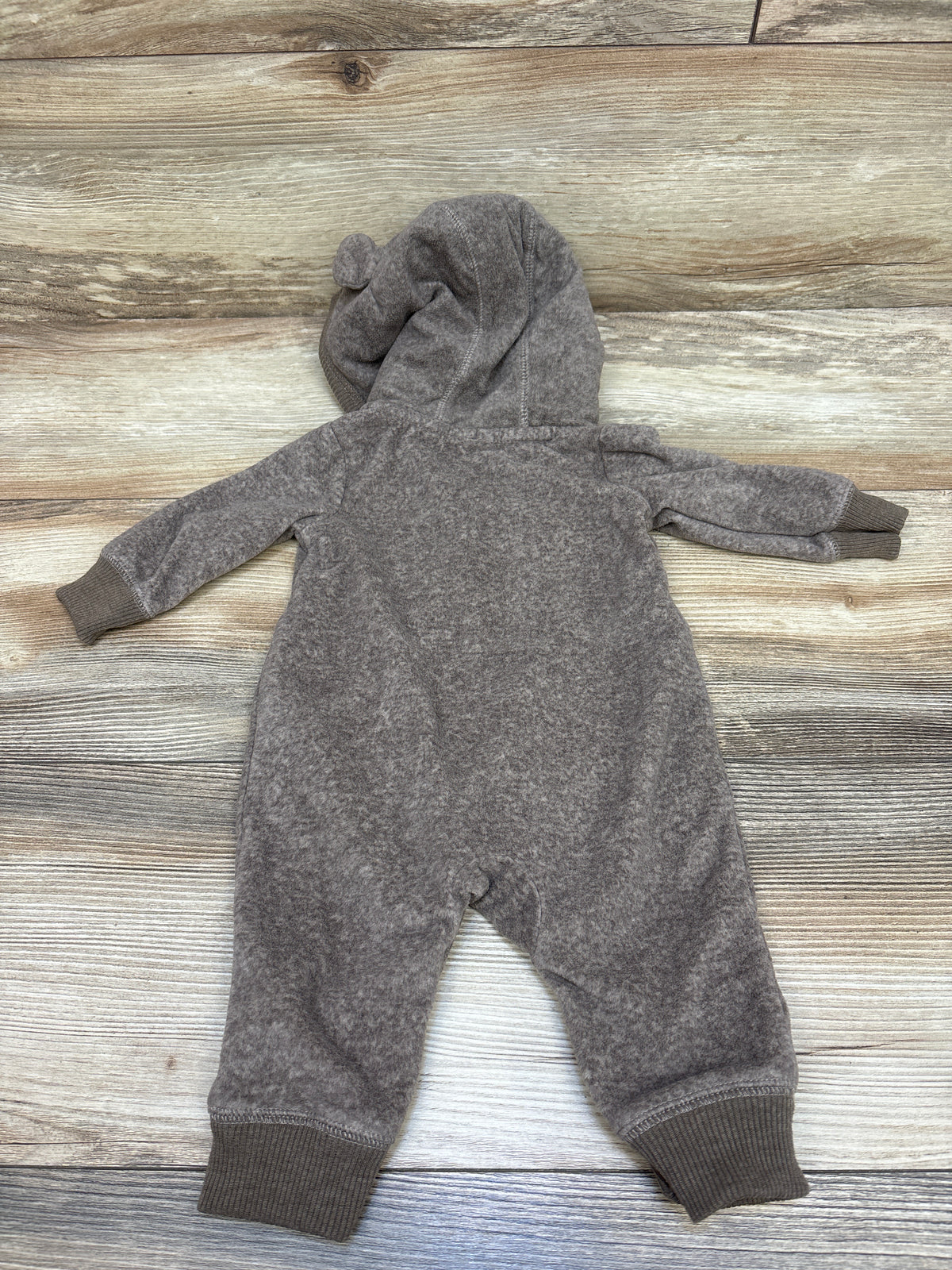 Carter's Sherpa Lined Henley Hooded Coverall Brown sz 3m