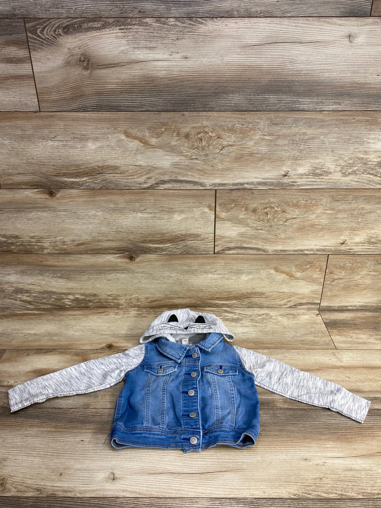Cat & Jack Hooded Medium Wash Denim Jacket Grey sz 4T