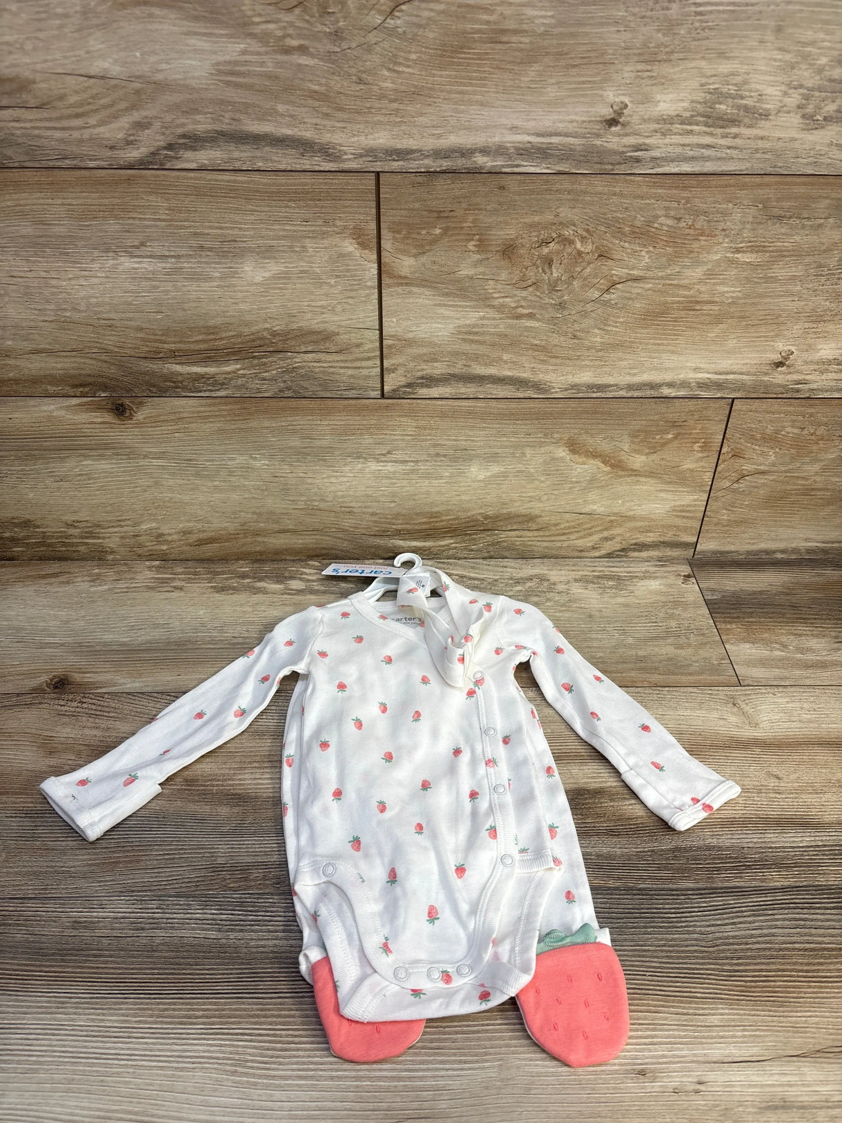 NEW Just One You 3pc Strawberry Print Kimono Bodysuit Set White sz 3m