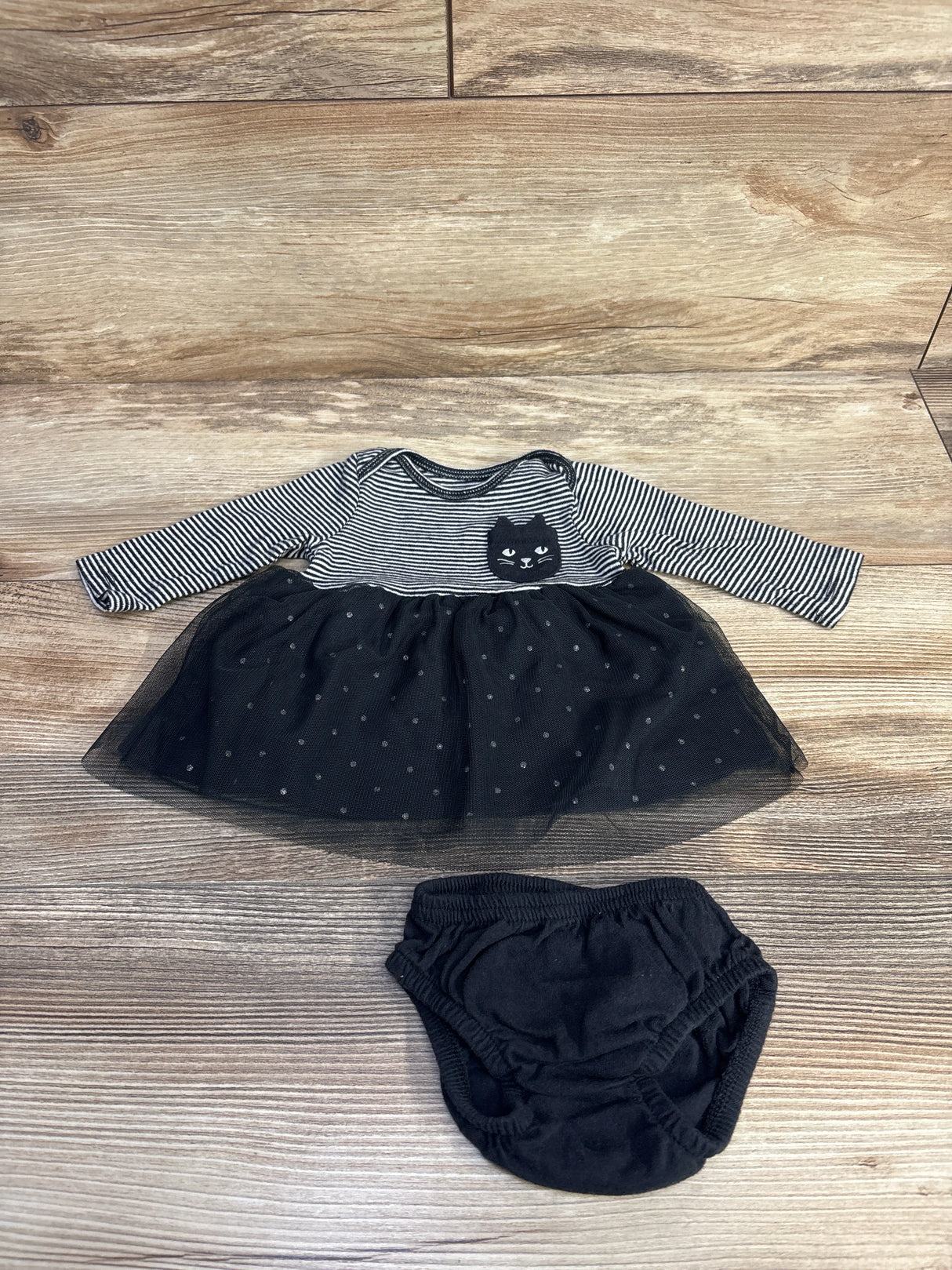 Carter's 2pc Cat Dress & Bloomer Set Black sz Newborn