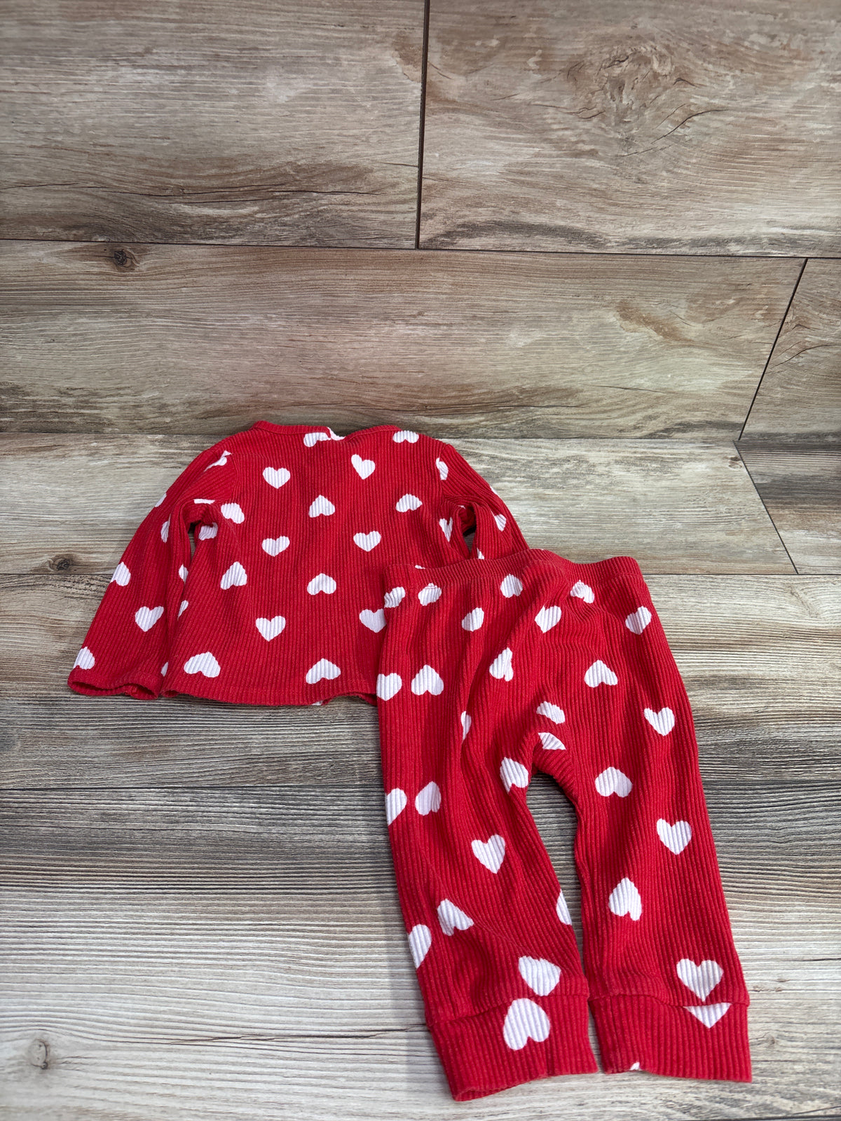 Cat & Jack 2pc Ribbed Heart Print Shirt & Pants Set Red sz 12m