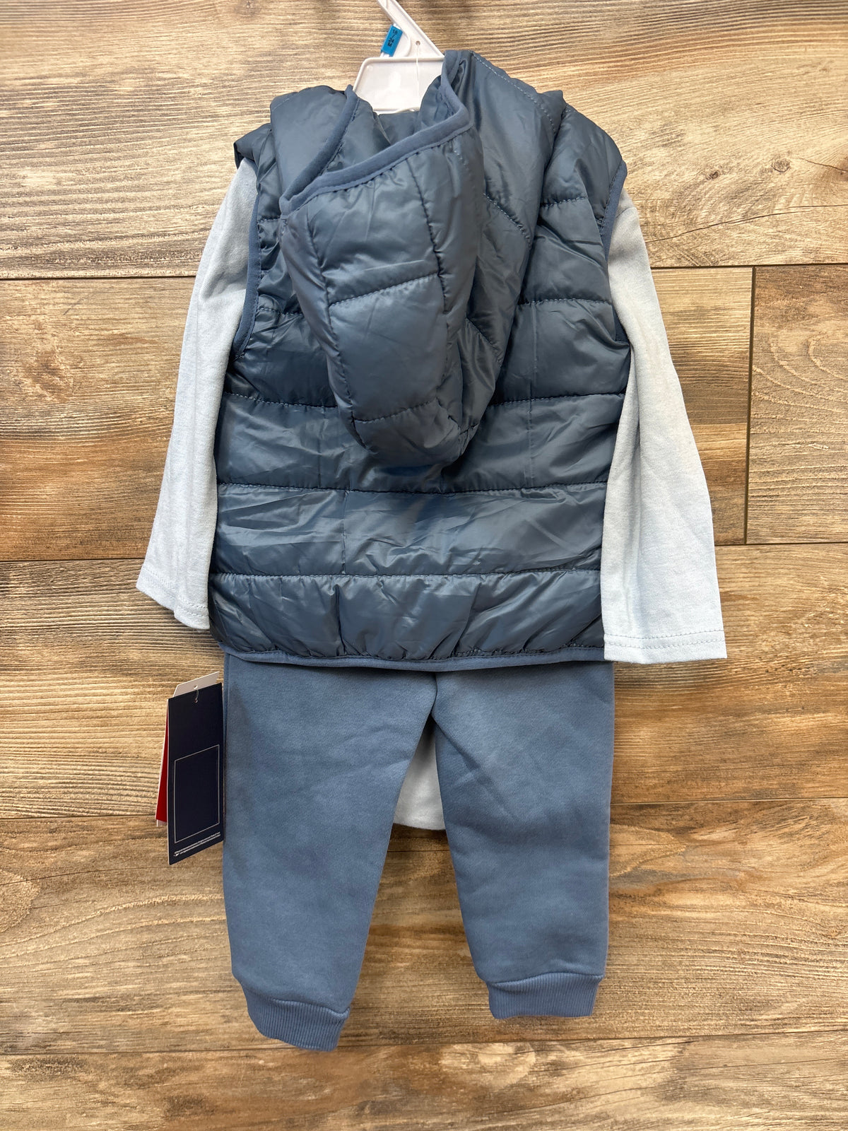 NEW Reebok 3pc Hooded Puffer Vest, Bodysuit, & Pants Set Blue sz 18/24m