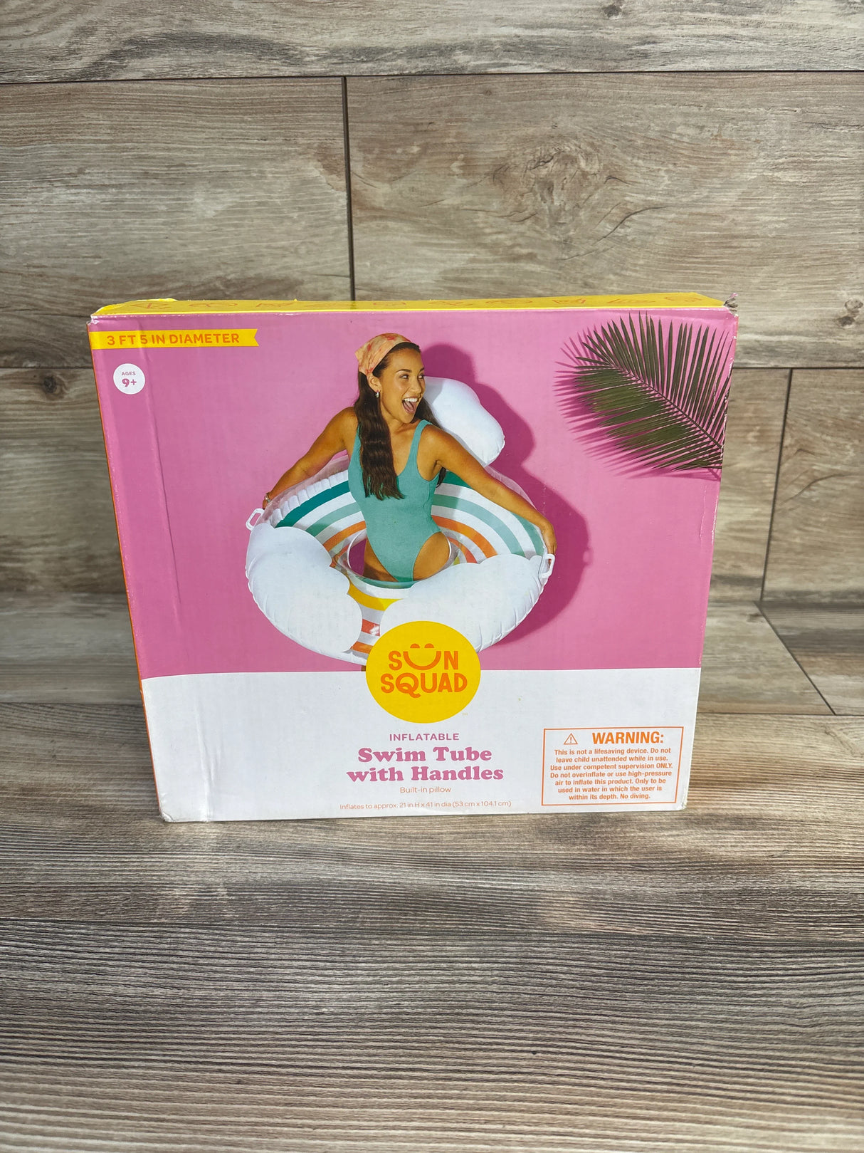 NEW Sun Squad Swim Tube with Handles Rainbow 41in