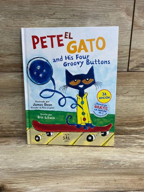 Pete El Gato and His Four Groovy Buttons Hardcover Book - Me n Mommy To Be