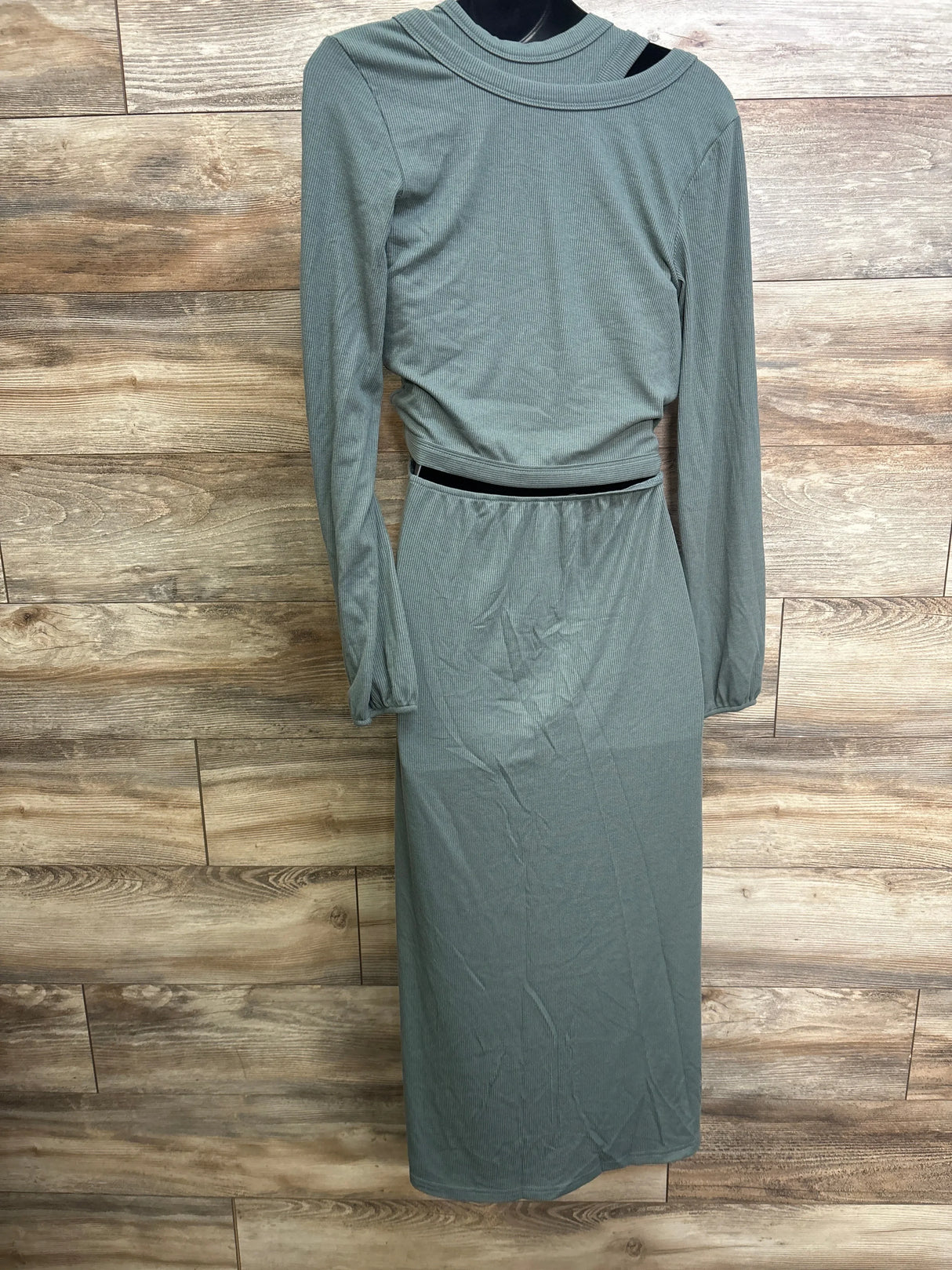 NEW Latched Mama 2pc Ribbed Midi Nursing Slit Dress & Nursing Wrap Top Green sz Medium