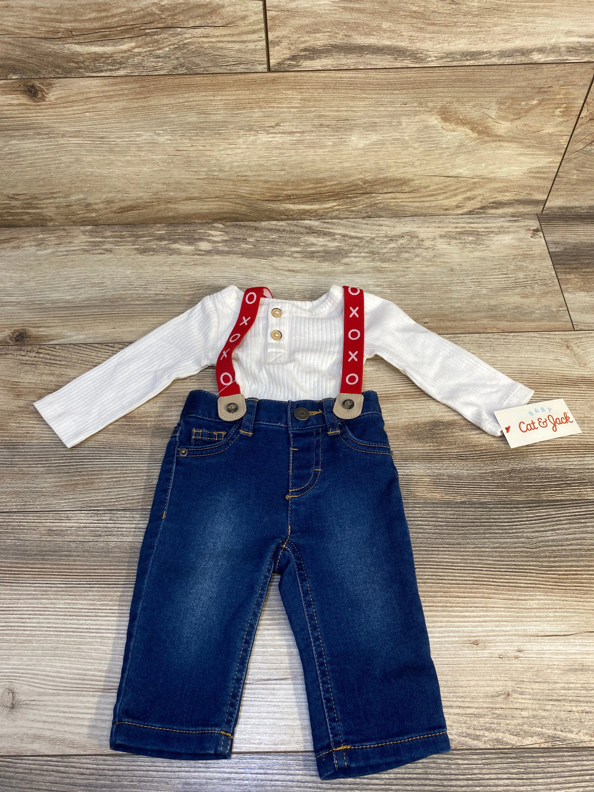 NEW Cat & Jack 3pc Ribbed Valentine's Day Suspender Set White sz Newborn