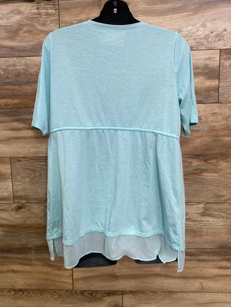 Motherhood Maternity Waist Tie Shirt Blue sz Large - Me n Mommy To Be