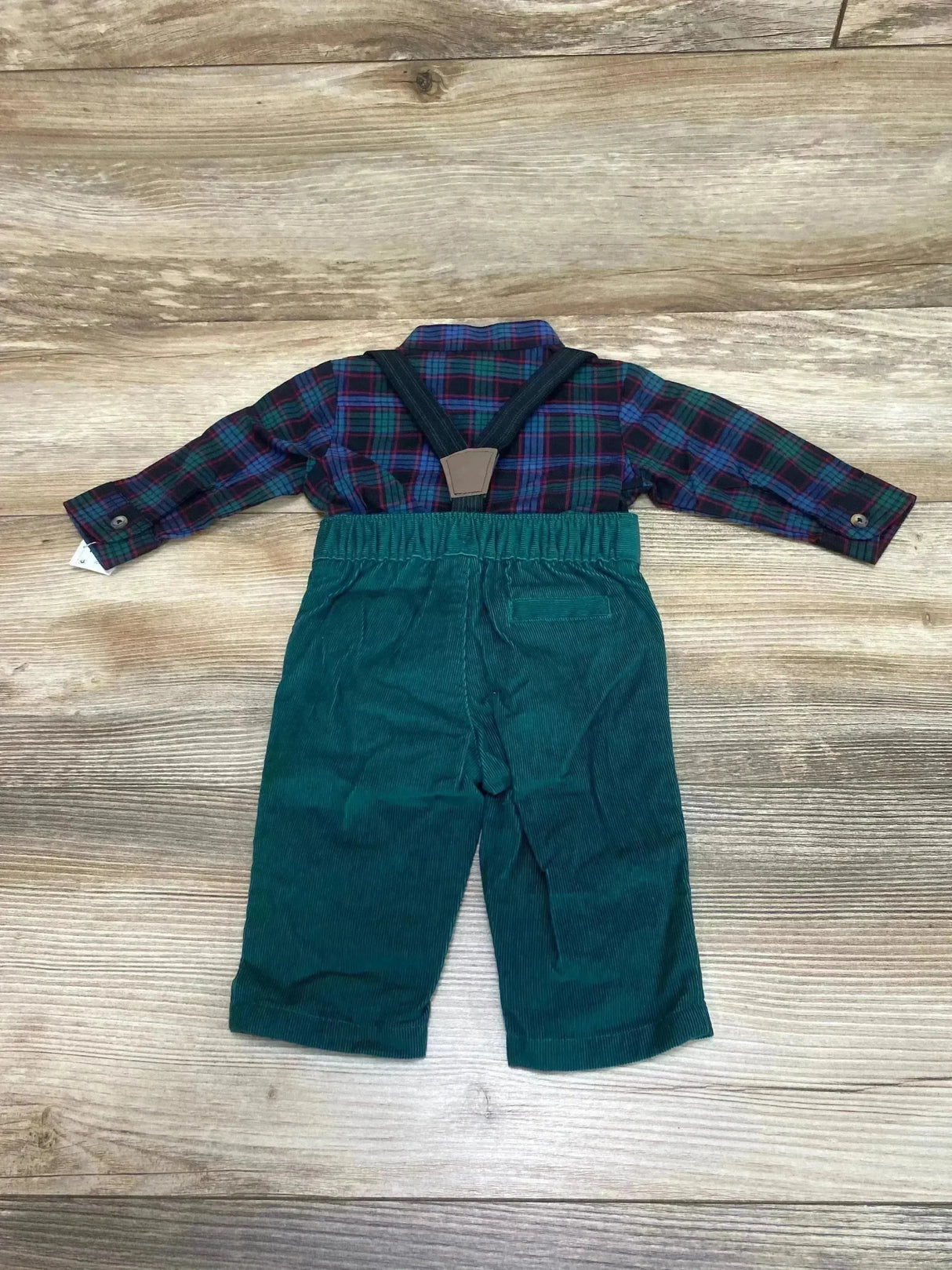 NEW Just One You 3pc Plaid Suspender Set Green sz 3m - Me n Mommy To Be