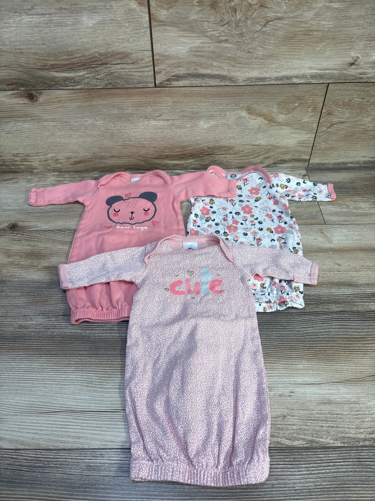 Gerber 3Pk Baby Girls Bear Gowns Pink sz Preemie