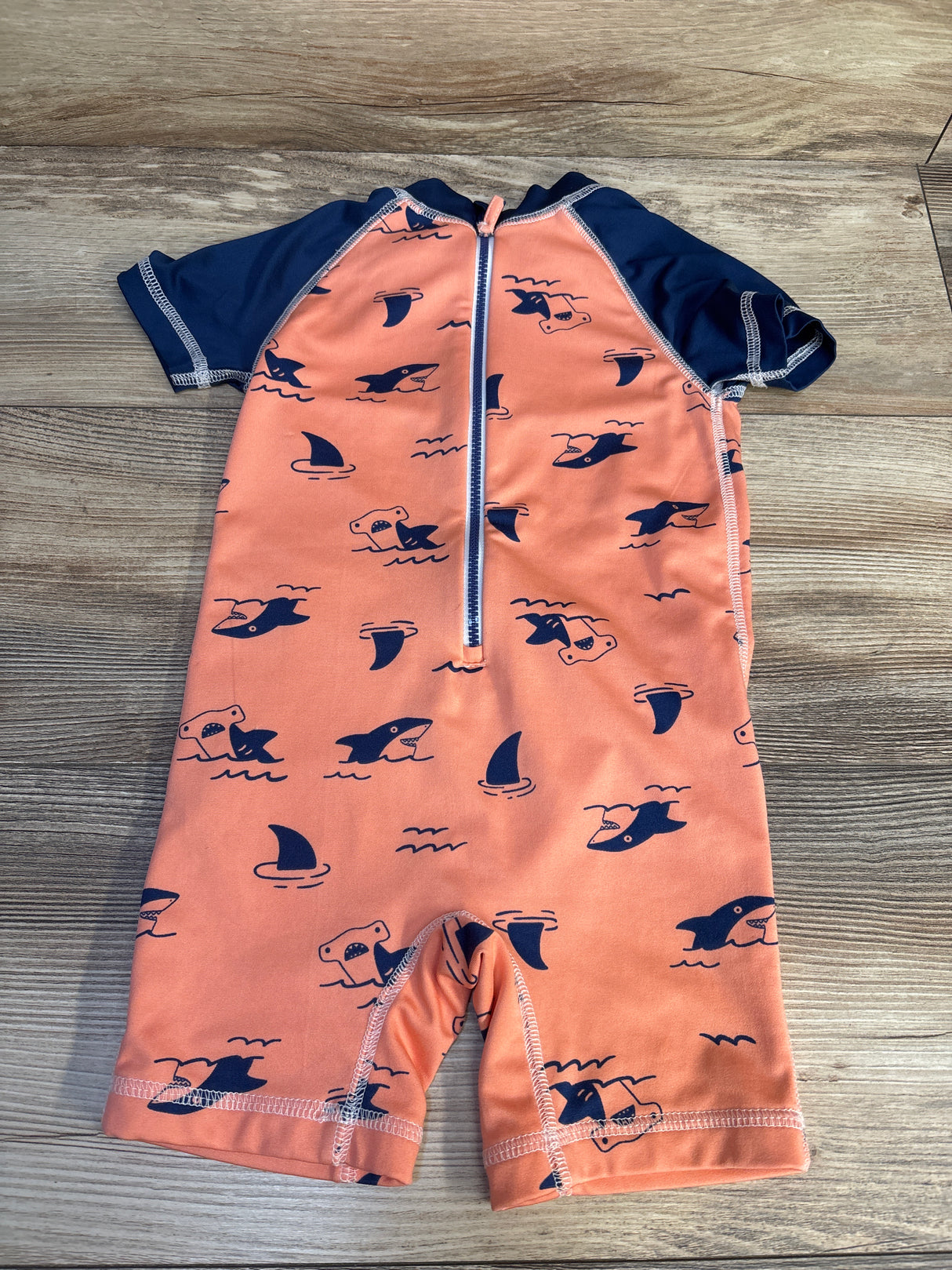 Wippette Shark Print Rashgaurd Romper Navy sz 18m
