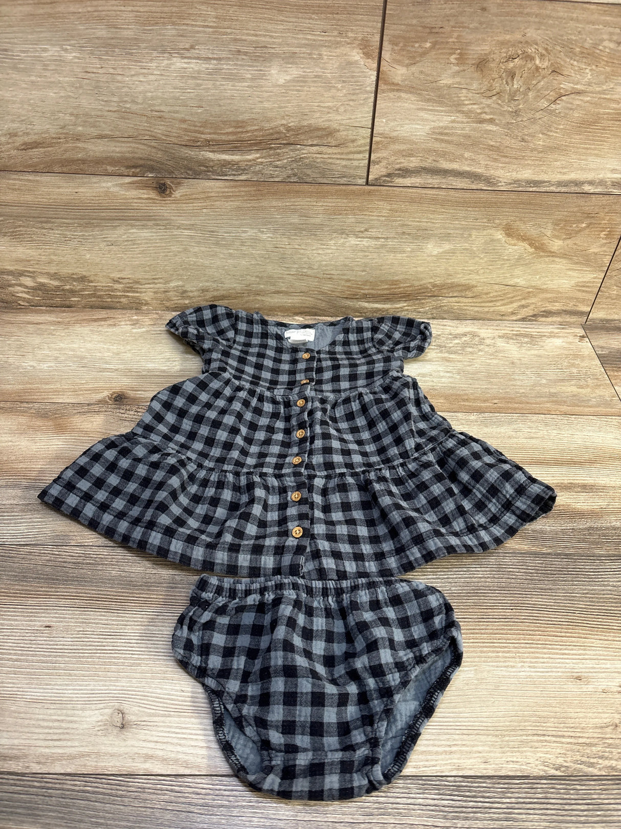Little Planet Organic 2pc Gauze Dress & Bloomers Set Grey sz 12m