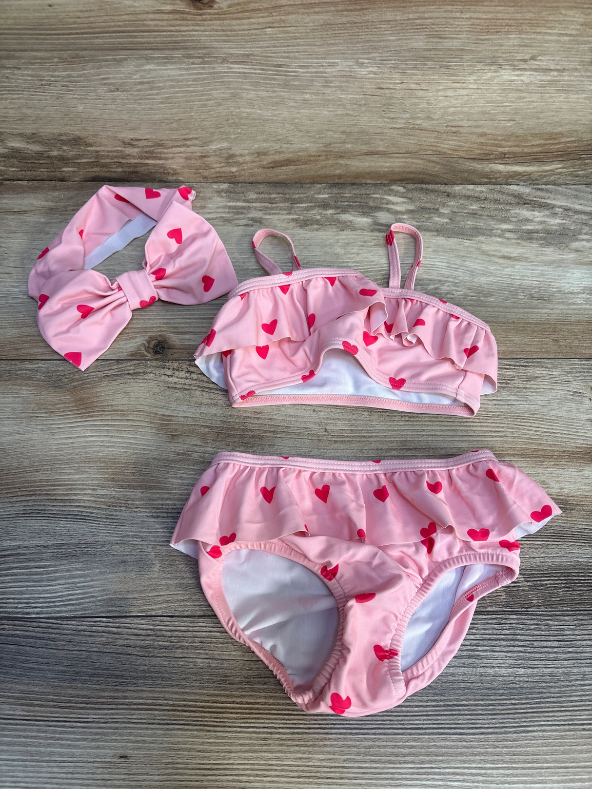Shein 3pc Swimsuit Hearts Pink sz 12-18m