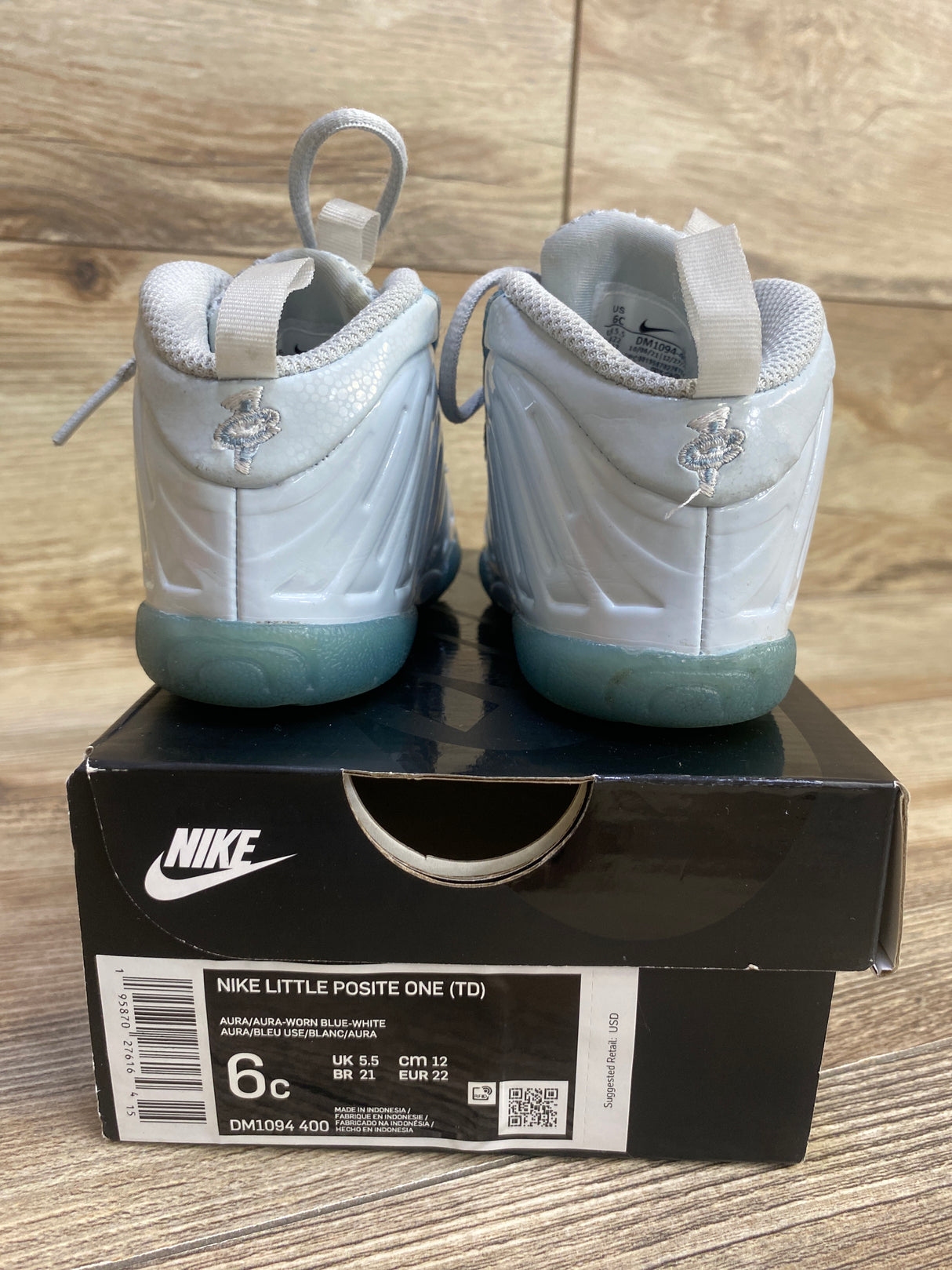 Nike Little Posite One TD 'Aura Worn Blue' Sneakers sz 6c