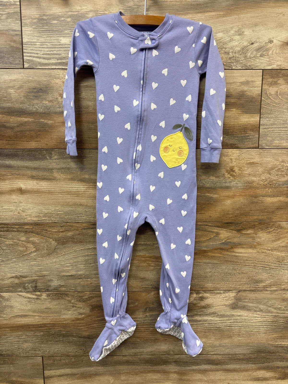 Carter's Heart Print Lemon Sleeper Purple sz 3T
