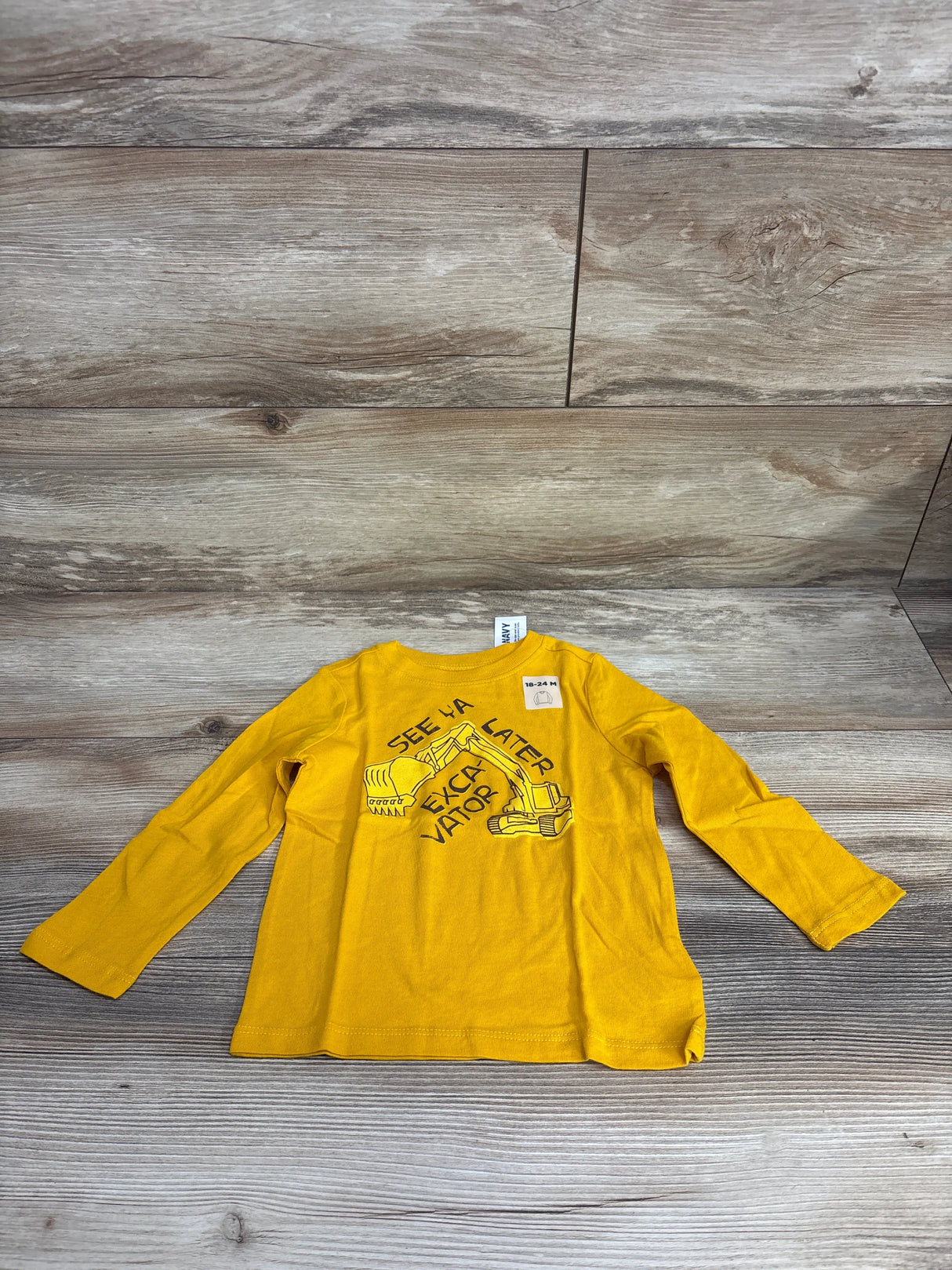 NEW Old Navy Yellow Excavator Print Shirt sz 18-24m