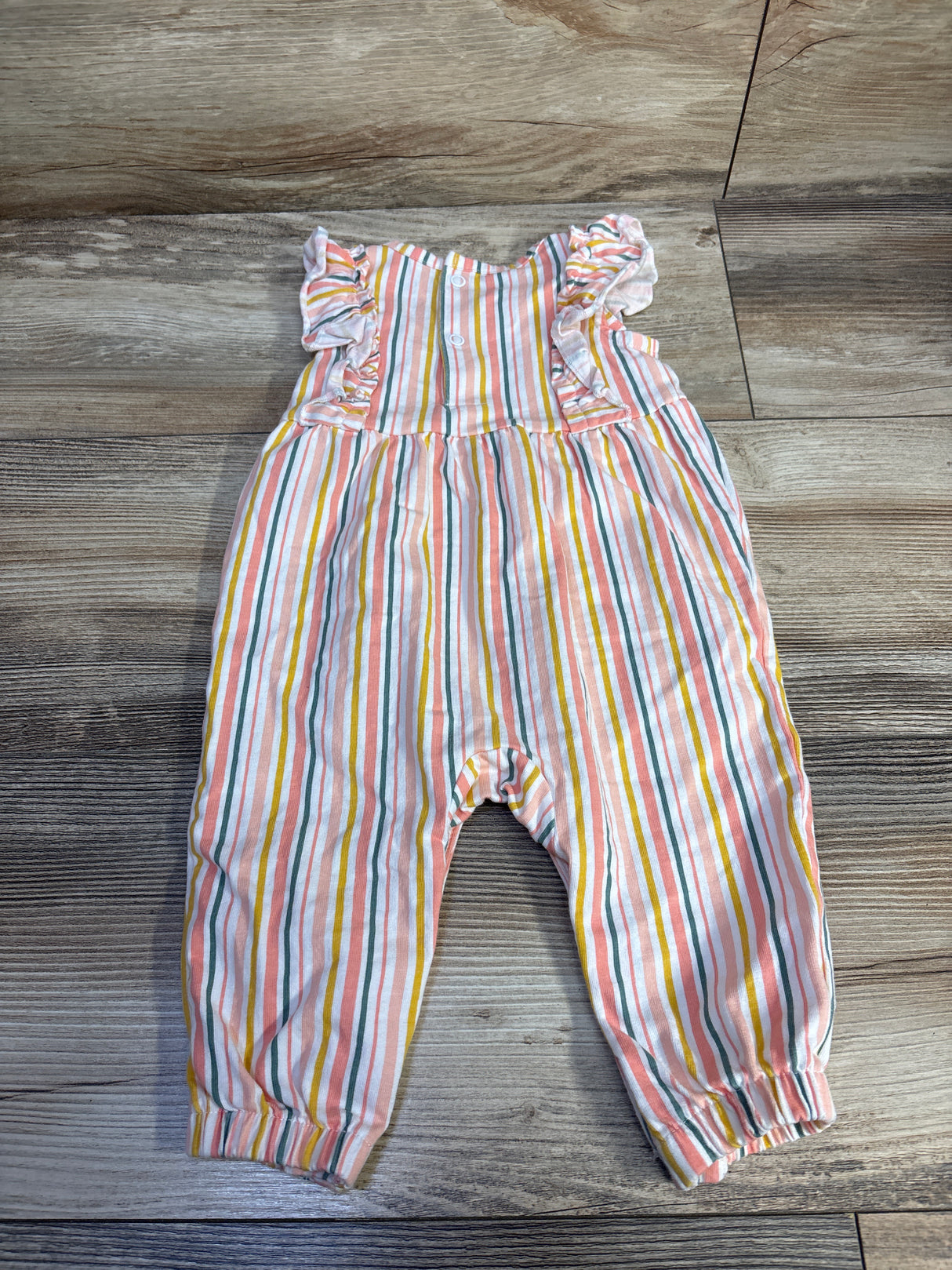 Simple Joys Striped Ruffle Jumpsuit White sz 3-6m