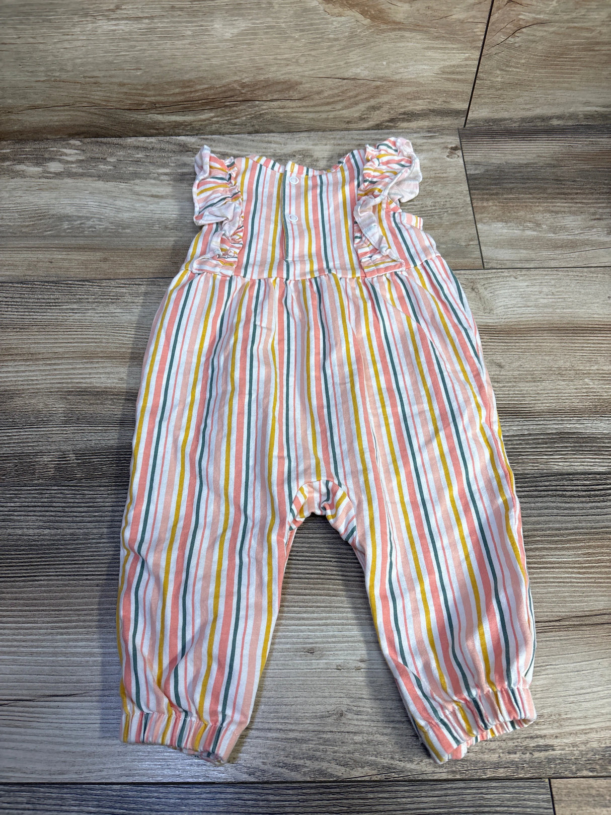 Simple Joys Striped Ruffle Jumpsuit White sz 3-6m